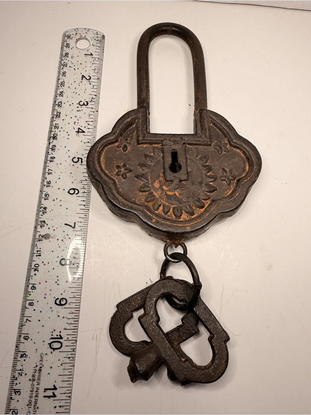 Vintage Chinese Style Cast Iron Ruyi Shaped Padlock